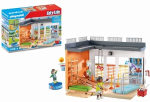 Sala de sport PLAYMOBIL City Life 71328 cu accesorii pentru fotbal, baschet si tenis