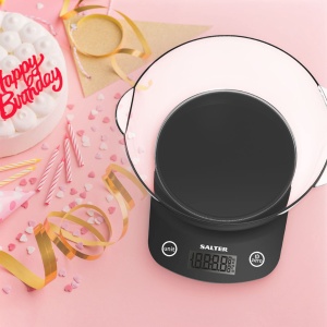 Salter 1074 BKDR Cantar electronic de bucatarie - Cantar digital de copt cu bol de 1,8 litri sigur pentru masina de spalat vase, capacitate maxima de greutate de 5 kg, functie zero/tara, masoara lichide in ml/fl. OZ, Negru - Img 8
