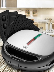 Sandwich Maker 5 in 1 | 1200 wati | 5 placi interschimbabile | Contact Grill | Fiare de vafe | Sandwich Maker | Gratar multiplu | Gratar | Termostat | Carcasa din otel inoxidabil | Acoperit antiaderent | Semafor al companiei - Img 7