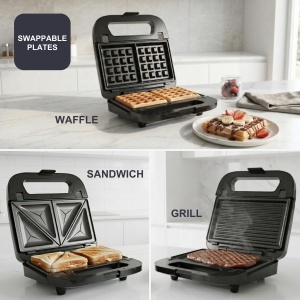Sandwich Maker BlackDecker BXSA754E, 750W, 3-in-1, Placi Detasabile - Img 4