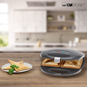 Sandwich Maker Clatronic(r) cu panouri sandwich triunghiulare | Prajitor de paine sandwich cu regulator automat de temperatura si acoperire antiaderenta | Sandwich Maker cu sistem de blocare | ST 3477 gri - Img 5
