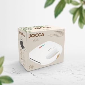 Sandwich maker Jocca Nature Line 750W alb finisaj bambus placi antiaderente - Img 7