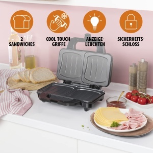 Sandwich maker Tristar SA-3060, 900W, placi adanci, negru, compact - Img 4