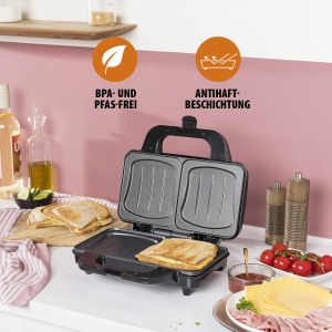 Sandwich Maker Tristar SA-3060 - Farfurii pentru gratar extra adanci - doua portii la un moment dat negru - Img 6