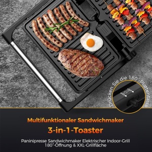 Sandwich Maker YASHE 1500W, XXL, Gratar Panini, Design Compact - Img 2