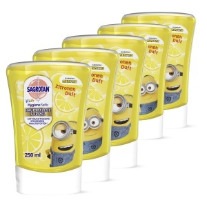 Sapun lichid pentru copii Sagrotan, refill 5 x 250 ml, parfum lamaie, Minions