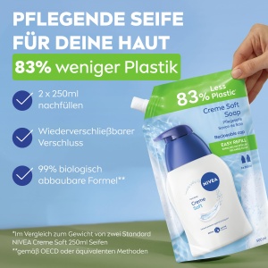 Sapune lichid NIVEA Creme Soft 500 ml cu ulei de migdale, pH neutru - Img 2