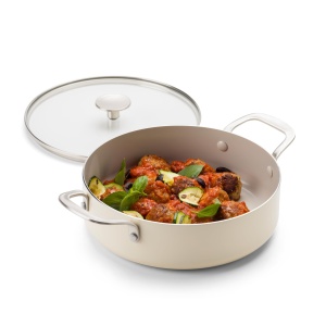 Sauteuse KitchenAid 24 cm, 3,1 L, ceramica antiaderenta, culoare crema - Img 8