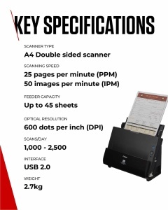 Scanner documente Canon DR-C225 II, duplex, 25 paginimin, compact, negru - Img 6