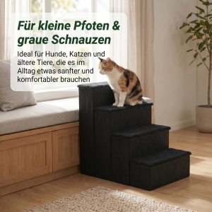 Scara pentru caini Relaxdays, 4 trepte, 40 kg, negru - Img 4