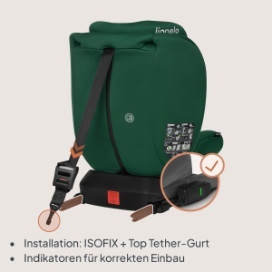 Scaun auto copii Lionelo Bastiaan i-Size 0-36 kg rotativ 360deg Isofix Top Tether Verde - Img 6