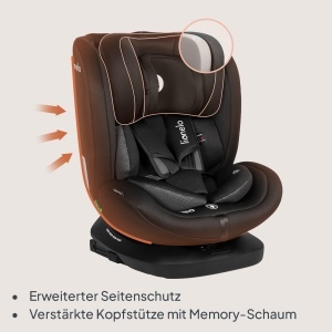 Scaun auto pentru copii Lionelo Bastiaan i-Size 0-36 kg Isofix rotativ 360deg negru - Img 6