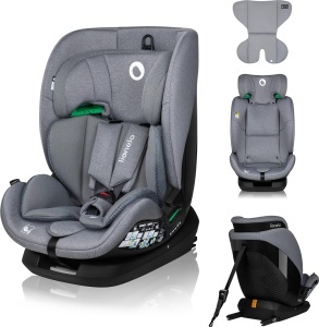 Scaun auto pentru copii LIONELO LAVENDER I-SIZE de la 76 la 150 cm conform standardului R129 i-Size montare ISOFIX in directia de mers si centura TT t