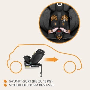 Scaun auto rotativ Lionelo Navy i-Size 360deg ISOFIX 40-150 cm reglabil - Img 3
