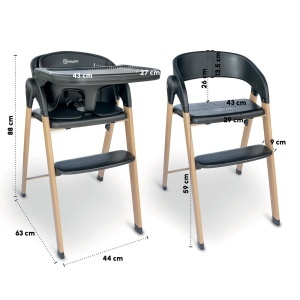 Scaun de masa babyGO Levels Newborn, ajustabil, pliabil, negru - Img 9