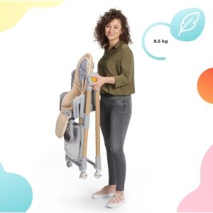 Scaun de masa copii Kinderkraft LASTREE, 2 in 1, gri, cu functie de inclinare - Img 6