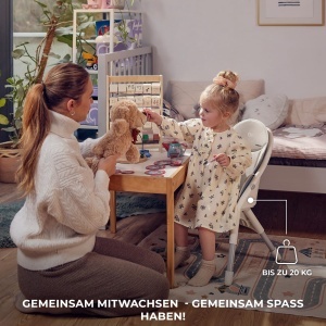 Scaun de masa Kinderkraft DINNLY, pliabil, pentru copii de la 6 luni, gri deschis - Img 8