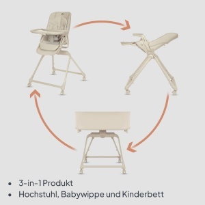 Scaun de masa Lionelo Maddie 3-in-1 cu functie de rotire 360, bej - Img 2