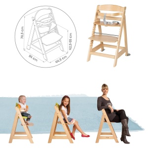 Scaun de masa pentru copii Roba Born Up cu suport pentru nou-nascuti, design natural - Img 7
