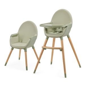 Scaun inalt Kinderkraft FINI2 2 in 1 Scaun inalt Scaun pentru copii Scaun inalt Combi Picioare din lemn Centuri de siguranta Suport pentru picioare Ta