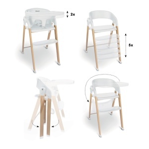 Scaun inalt pentru copii babyGO Levels, alb, design scandinav, 6 luni - 110 kg - Img 3