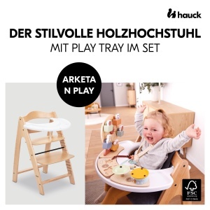 Scaun inalt pentru copii hauck Arketa, din lemn de fag, cu tavita de joaca - Img 2