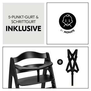 Scaun inalt pentru copii hauck Arketa N Play, Lemn, Negru, Reglabil, 6 luni - 130 kg - Img 6