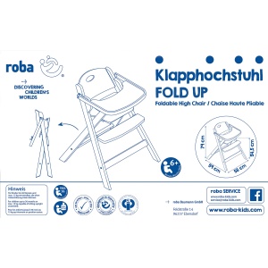 Scaun inalt pentru copii Klapphochstuhl Roba - din lemn naturalAlb, cu centura de siguranta - Img 6