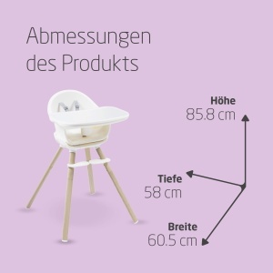Scaun inalt pentru copii Maxi-Cosi Moa 4 in 1 care creste odata cu copilul, 6 luni-7 ani, 0-25 kg, scaun inalt reglabil pentru copii, transformabil intr-un scaun inaltator, un scaun si o masuta cu scaun, Beyond White - Img 6