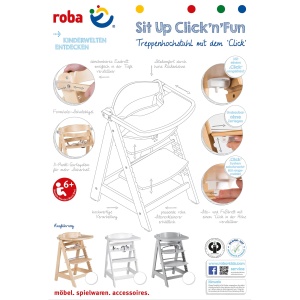 Scaun inalt pentru copii Roba Sit Up Click Fun, din lemn, culoare taupe, cu sistem de ajustare - Img 7