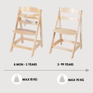 Scaun inalt pentru copii roba Sit Up III reglabil din lemn taupe pana la 50 kg - Img 7