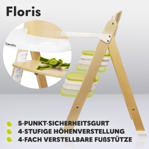 Scaun multifunctional Lionelo Floris 3-in-1 din lemn reglabil Natural - Img 4