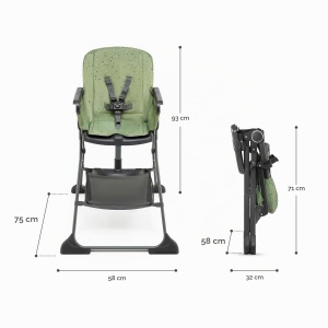 Scaun pentru copii Kinderkraft FOLDEE, portabil, verde, cu tavita si suport pentru picioare - Img 7