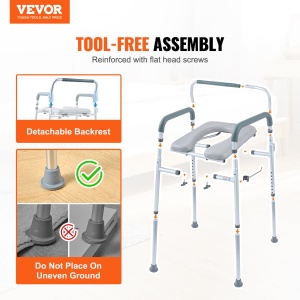 Scaun toaleta VEVOR FBL730211 Reglabil 7 trepte Capacitate 158 kg Eimer 58 L - Img 8