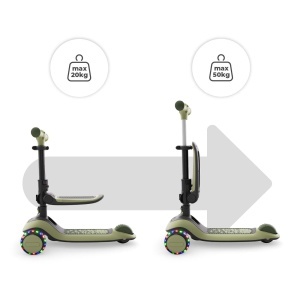 Scooter echilibrat Kinderkraft Halley 2-in-1, inaltime sezut ajustabila 25-33 cm, LED-uri, verde - Img 5