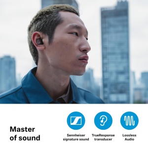 Sennheiser MOMENTUM True Wireless 4 - Casti inteligente Bluetooth 5.4, sunet clar, design ergonomic, 30 de ore de viata a bateriei, Adaptive ANC - Cupru negru - Img 2