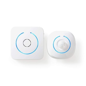 Senzor de miscare Nedis cu alarma - 85 dB, raza de detectie 6 m, albalbastru, 2 buc