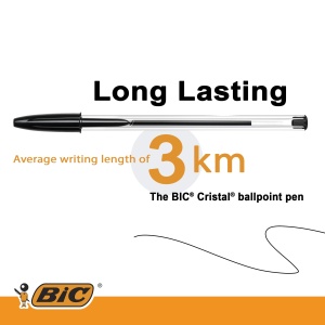 Set 100 Pixuri BIC Cristal Original, Culoare Negru, Strichstarke 0,4 mm - Img 3