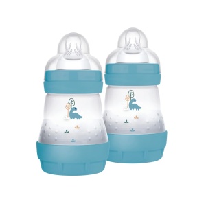 Set 2 Biberoane Anti-Colici MAM Easy Start, 160 ml, Silikon SkinSoft, Albastru