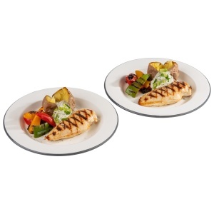 Set 2 Farfurii Plate APS 98671, 26 cm, Emaila, Crem cu Margine Gri - Img 4