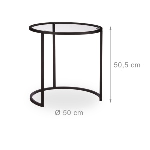 Set 2 Tabele de Cafea Relaxdays, 50,5x50cm, Sticla, Negru - Img 4