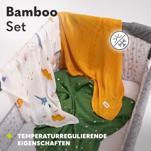 Set 3 Bete Mull pentru Bebei Lionelo Bamboo, 70x70 cm, 100 Bambus - Img 6