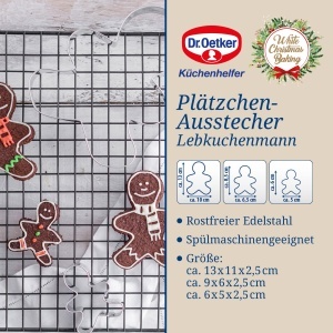 Set 3 forme prajituri Dr Oetker White Christmas Baking din inox model Lebkuchenmann - Img 2