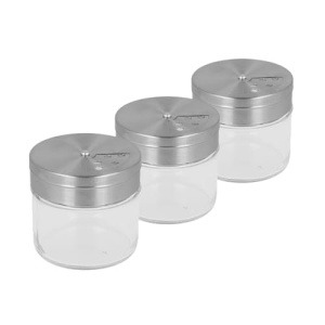 Set 3 recipiente pentru condimente Metaltex 100ml din sticla cu capac din otel inoxidabil - Img 4