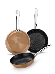 Set 3 Tigai Monix Copper 20-24-28 cm, Aluminiu Forjat, Antiaderent