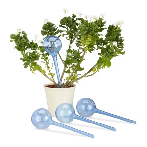 Set 4 Globuri Udat Planta Relaxdays, Culoare Albastra, 8 cm, pentru Flori