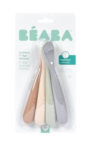 Set 4 Linguri Silikon pentru Sugari Beaba - Ergonomice, Antiaderente, Culoare Naturala - Img 3