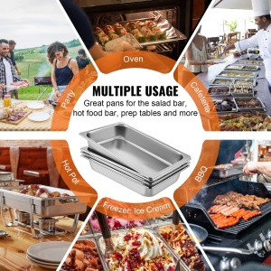 Set 4 recipiente VEVOR Gastronorm din inox cu capac 13L antiaderente pentru catering si bufet - Img 6