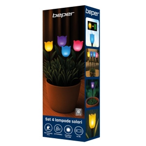 Set 4 Solarleuchte Beper P207ILO105, tulipen, IP44, culoare variata - Img 9