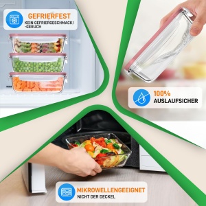 Set 5 recipiente din sticla Nutrichef, 900 ml, rosu, rezistente la caldura - Img 3